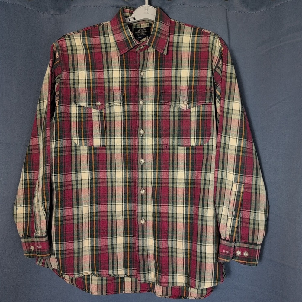 Vintage Willis & Geiger Plaid Flannel Shirt Mens Large‎ Multicolor Outdoors Gorp